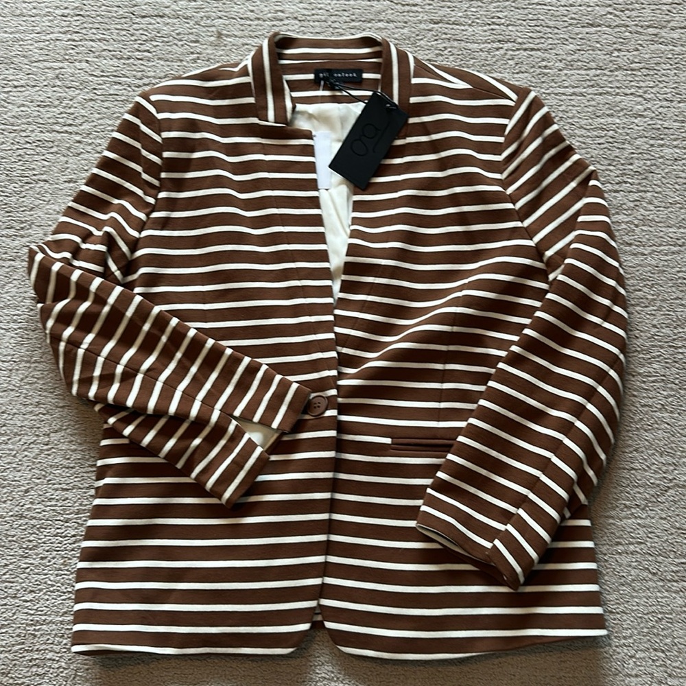 GIBSON LOOK ponte knit striped blazer